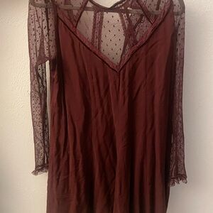 Sheer Lace Long Sleeve Dress